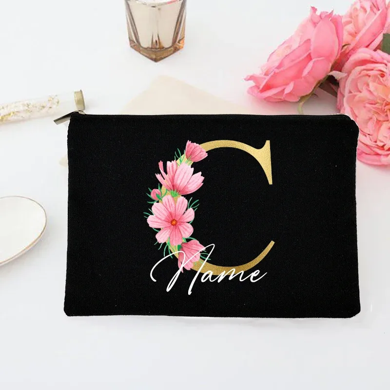 pochette de maquillage personnalisée avec initiales et nom, trousse de toilette de mariée, pochette de toilette monogramme, cadeaux de mariage pour demoiselle d'honneur