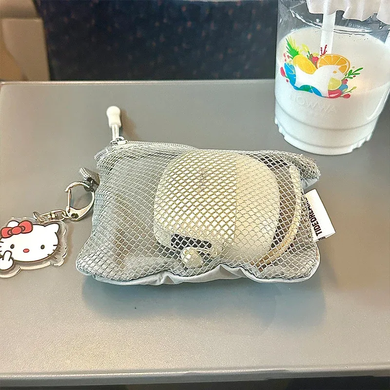 sac de rangement de maquillage de voyage portable simple, sac en maille à fermeture éclair double couche, rangement d'articles divers légers, porte-monnaie carré polyvalent