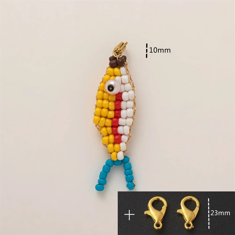 sac à dos en forme de poisson en perles fait à la main, pendentif à fermeture éclair, décoration suspendue pour filles, porte-clés d'étudiant, accessoires de bricolage, ornements