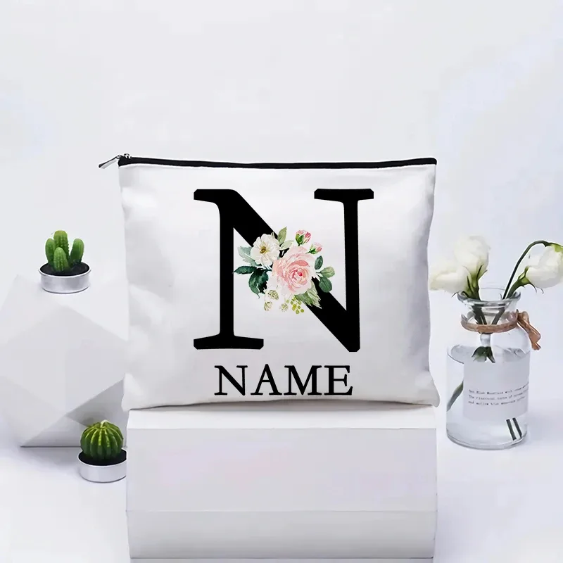 trousse de maquillage personnalisée avec nom, trousse de maquillage de voyage, trousse de maquillage de mariage, pochette cosmétique en toile pour fête, organisateur, cadeaux pour femme