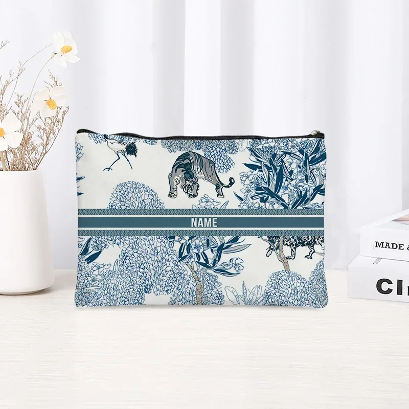 pochette de toilette en toile personnalisée avec motif paysage chinoiserie, cadeau décoratif élégant pour femmes, rangement quotidien des articles de beauté pour les vacances et les activités de plein air.