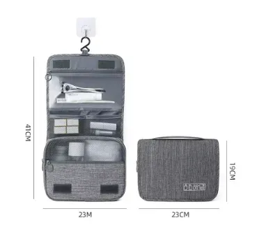 trousse de toilette portable en tissu oxford pour hommes et femmes, organisateur de voyage étanche à suspendre