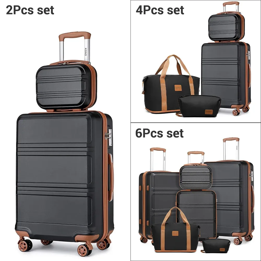 valise rigide légère kono en abs+pc avec 4 roues jumelées et serrure tsa (ensemble de 2/4/6 pièces)