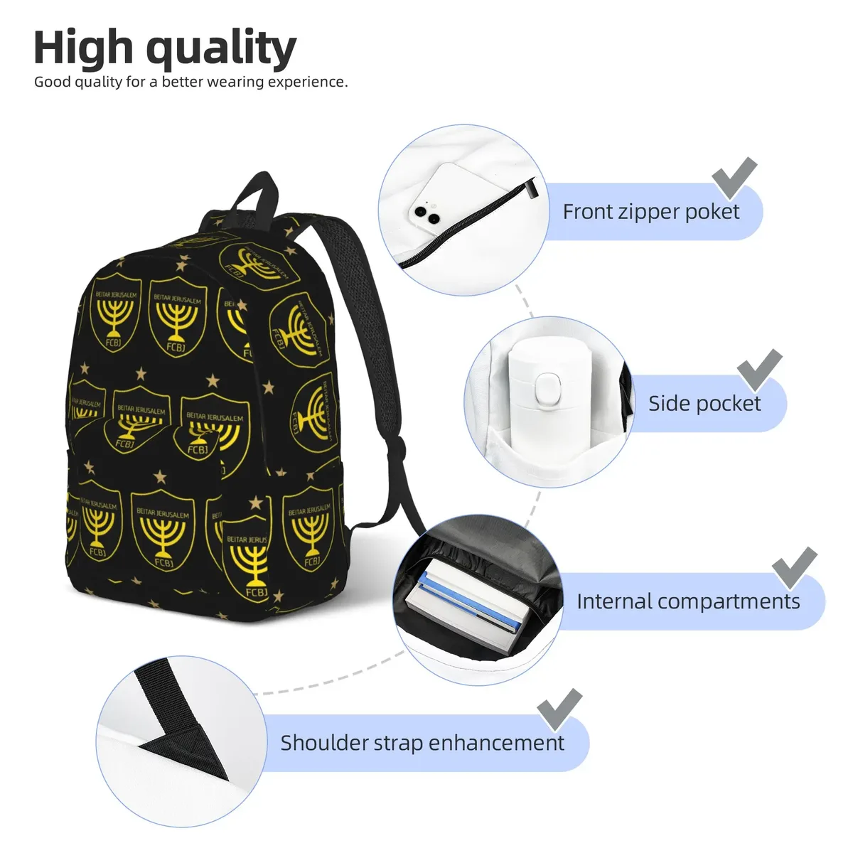 sac à dos b-beitar jerusalems, sacs à dos de sport, design pour jeunes, grands sacs pour le lycée, sac à dos élégant