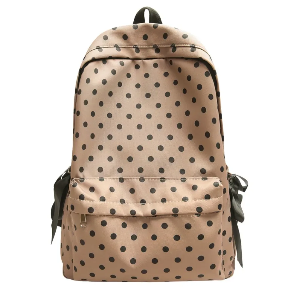 sac à dos tendance à pois, design minimaliste avec nœud, sac à dos durable grande capacité pour étudiants et collégiens