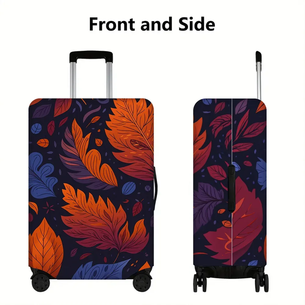 housse valise polyester motif feuilles colorées orange rouge violet fond noir protection voyage grande capacité transport