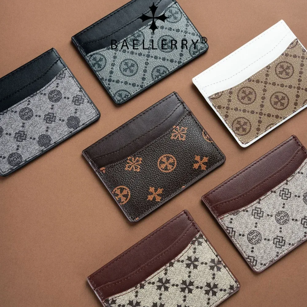 porte-cartes en cuir pu imprimé baellerry, porte-documents multi-emplacements, porte-cartes bancaires, portefeuilles pour hommes et femmes
