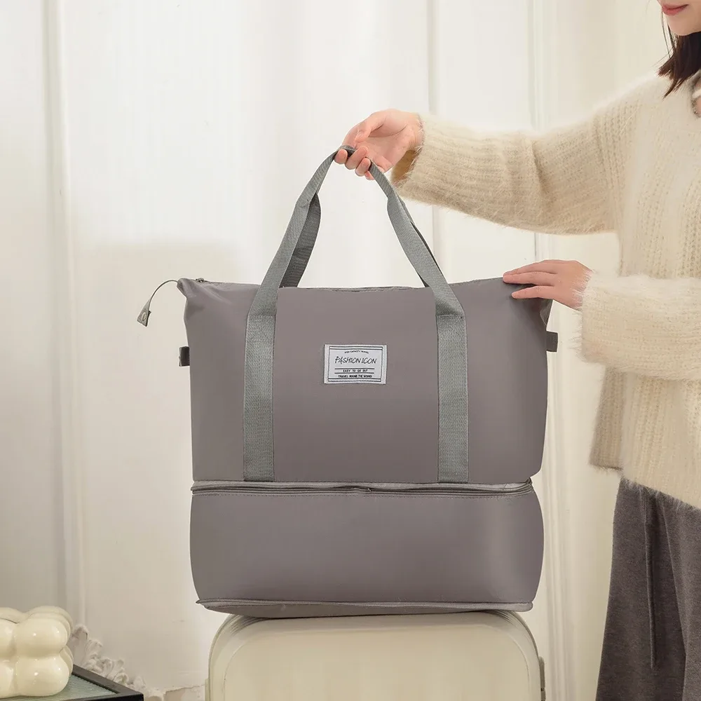 sac de voyage pliable promotionnel et tendance, grande capacité, double compartiment ; sac de rangement pour bagages ; sac à main multifonctionnel ; sac de maternité léger, portable et extensible ; sac de sport unisexe