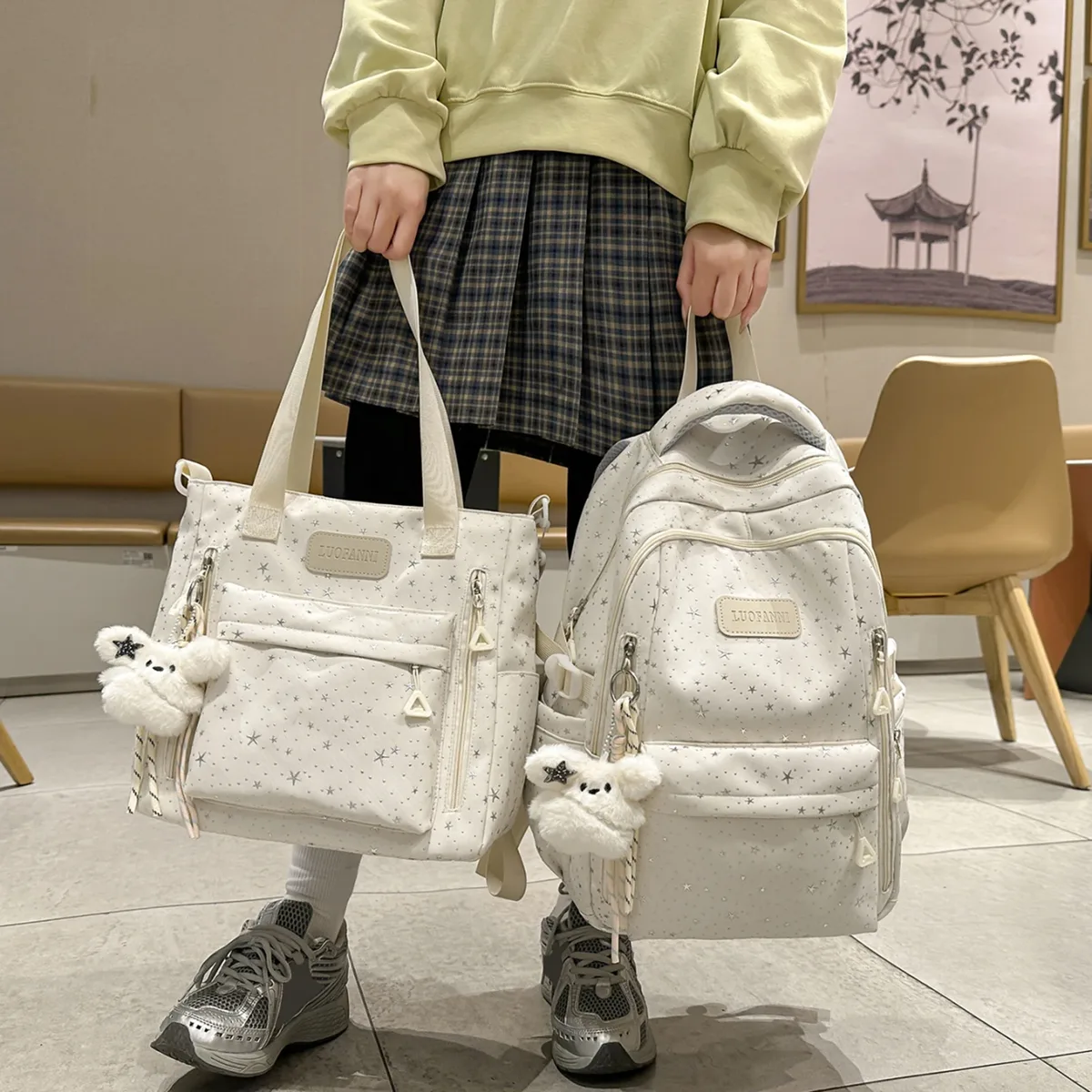 sac à dos holographique brillant ciel étoilé pour adolescentes, idéal pour l'école, avec estampage à chaud, cadeau pour amies et famille