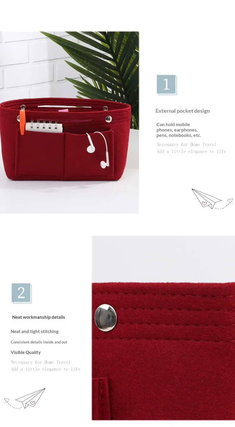 sac à main organisateur pour femme homefish, sac de voyage en feutre, insert pour sac à main, pochette organisatrice