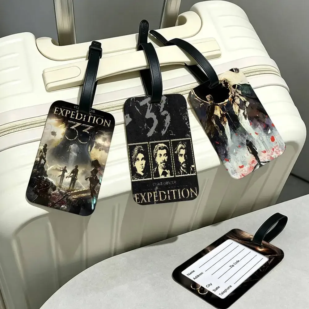 étiquette bagage plastique motif mysterieux noir blanc voyage universel pièce unique identification valise nom adresse
